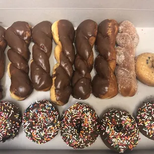 a variety of donuts in a box