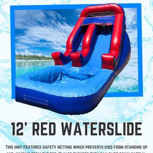 12&apos; Red Water Slide Rental in Sacramento