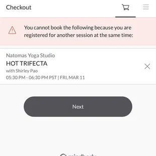 I was never registered for another session which is what I explained and the error I kept getting while I was trying to sign up for class.