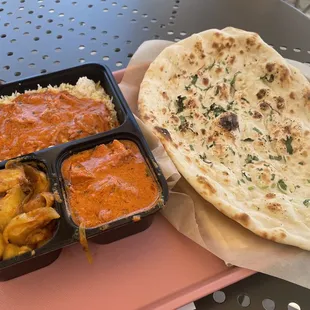 2-item combo: chicken tikka masala and lauki sabzi. Combo also comes w/ naan