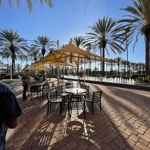 tables and umbrellas