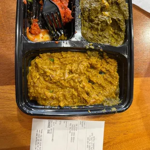 Chicken Tikka, eggplant and spinach