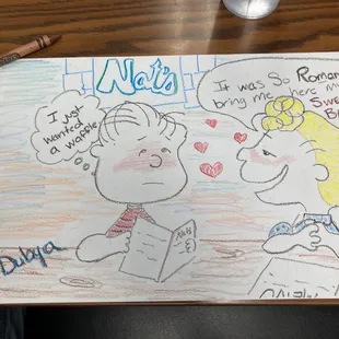 Breakfast at Nat's is all you need for a great meal with your "sweet babboo!" #ktdubyaart #linusandsally #peanuts #coffeshopdoodles
