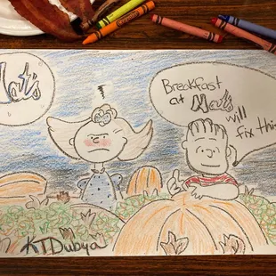 Even the Great Pumpkin knows...Breakfast at Nat's can smooth over the angry and the hangry!  #ktdubyaart