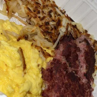 Our Own Corned Beef Hash and 2 Eggs