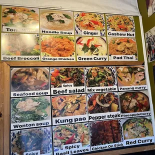 a variety of menus
