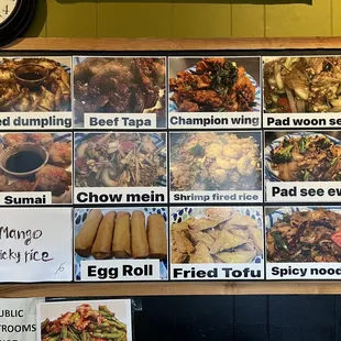 a variety of food items