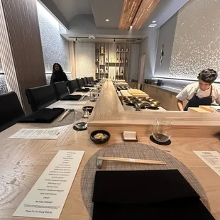 interior, sushi and sashimi
