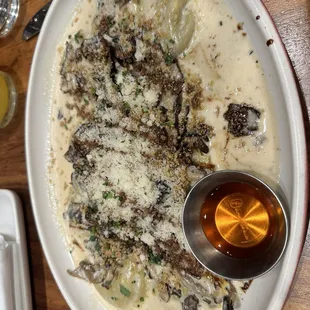 Seasonal Anolini (this was mushroom and truffle) and the bomb chilli oil