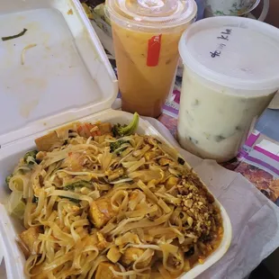 Thai iced tea, Tom kha, and pad thai
