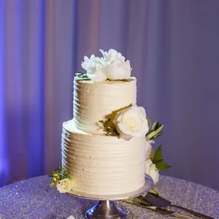 Our wedding cutting cake! Victoria sponge with raspberry preserves and buttercream frosting, out of this word!!!