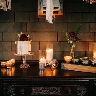 Our dessert display, in the jars are mini Mexican hot chocolate cakes for the guests