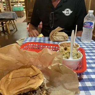 Baked Tatar salad and brisket sandwich