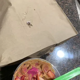 Big fat bug and hair in my gfs bowl!