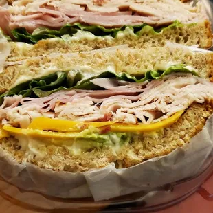 A very hefty club sandwich delivered by DD