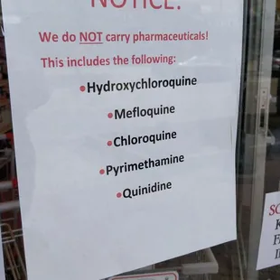 a sign in a store window