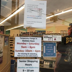 a sign in a store window