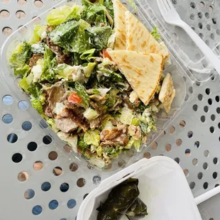 Green Salad with chicken and Grape Leaves