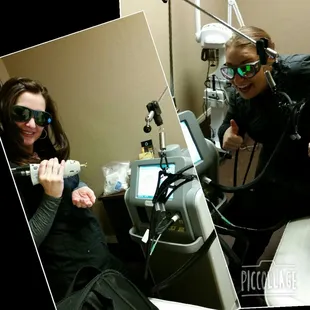 Having some laser fun with our new aesthe/laser tech Meredith. Welcome to our fam.!!!!