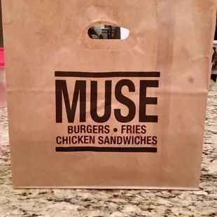 Pretty paper bag for a burger. So fancy.