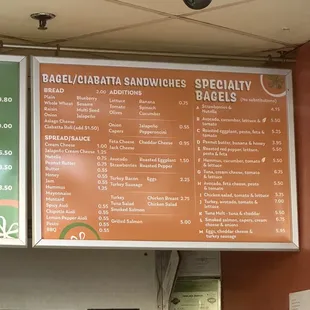 a menu for a sandwich shop