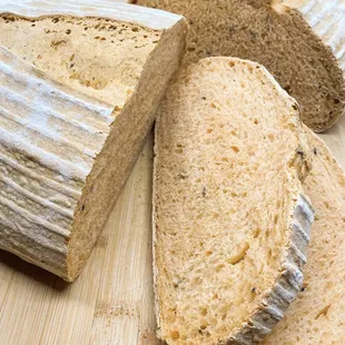 sliced bread on a cutting board