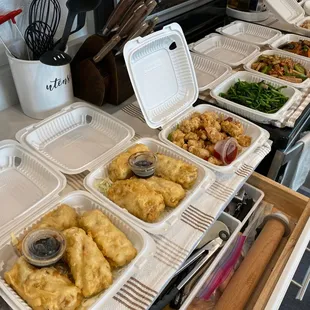 Bean Curd Appetizer, Salt &amp; Pepper Chicken, Sauteed Spinach, and more
