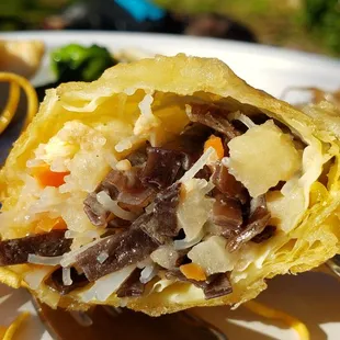 Interior of bean curd rolls ($7.50). Unusual. Odd taste to the bean curd wrapper, but I&apos;d get it again.