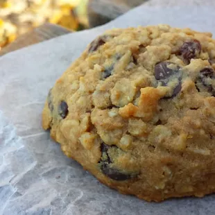 guerrilla cookie! - oatmeal, chocolate chips, raisins, walnuts, sunflower seeds, peanut butter.. mmmm sounds like a lot but nooo