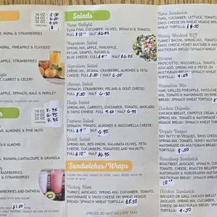 Updated menu for 2025