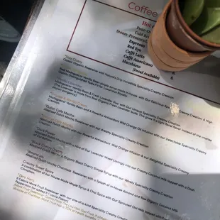 a menu on a table