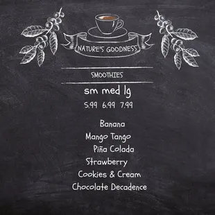 a coffee menu on a chalkboard