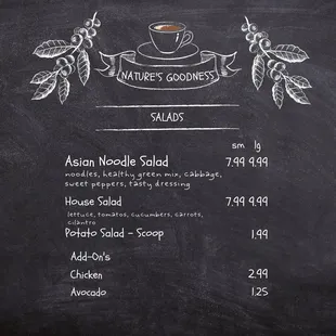 a menu for a coffee shop