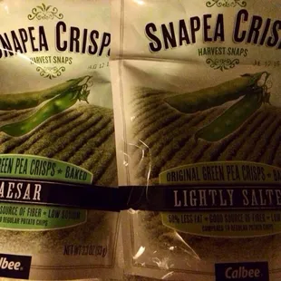 two bags of snap pea chips