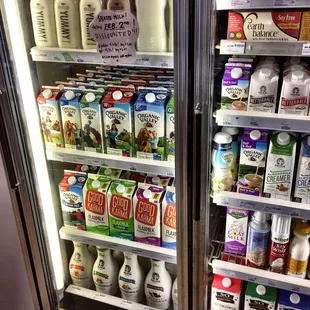 a refrigerator full of milk