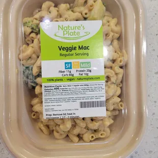 a container of vegetable macaroni