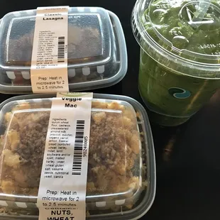Green smoothie, veggie mac, and lasagna.  All for $22 if I recall.