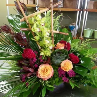 Tropical flowers always brighten an event.