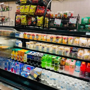 a display of food items