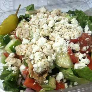 Grilled chicken Greek salad
