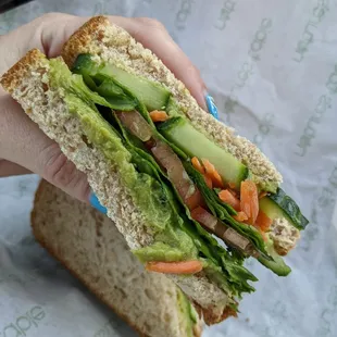 The Avocado Cucumber sandwich on wheat.