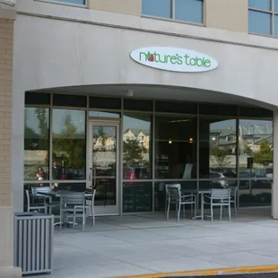 the entrance to a restaurant