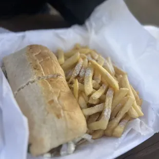 a sandwich and french fries