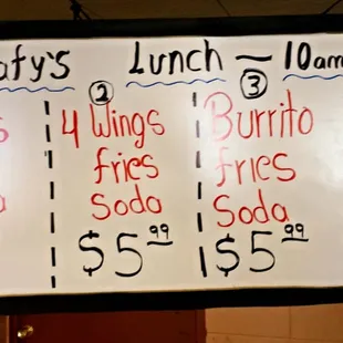 The daily specials are an out and out bargain