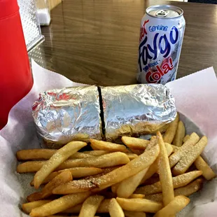 My $5 steak burrito lunch (Faygo soda included)