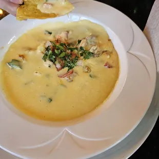 Queso Fundido with jalepenos and beef