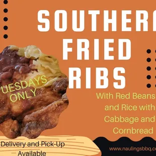 Tuesdays Southern Fried Ribs Platter