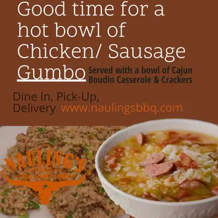 Wednesdays Chicken and Sausage Gumbo Platter