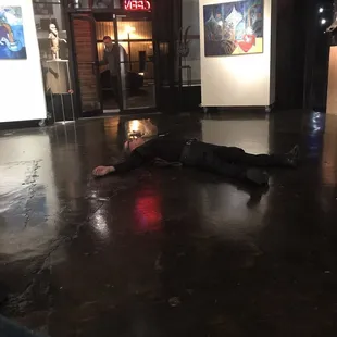 An exhausted gallery owner with his cat Oliver!!