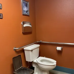 a toilet and trash can